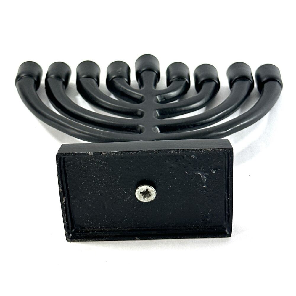 Black Metal Menorah 9 Branch Candle Holder Modern Hanukkah Judaica 7” Wide - Picture 6 of 6